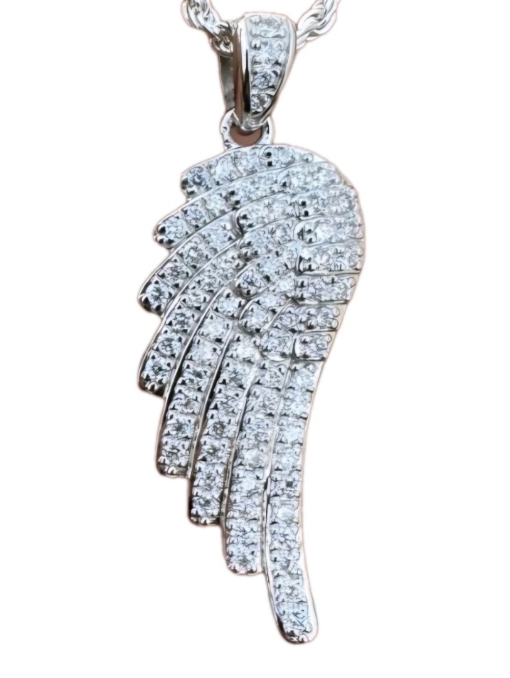 REAL VVS1 MOISSANITE Guardian Angel Wing Necklace Pendant Solid 925 Silver